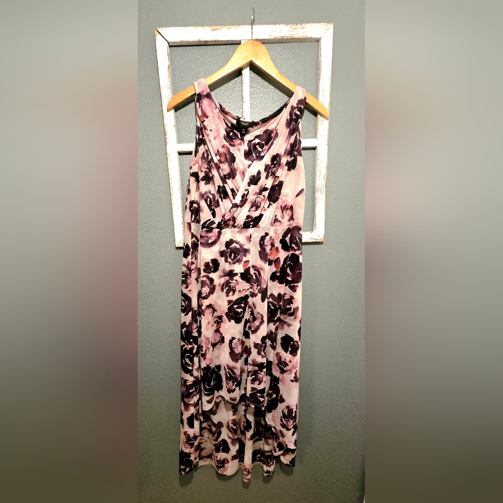 Simply Vera Vera Wang Purple Floral High-Low Midi Dress - Size PL Petite Large